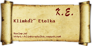 Klimkó Etelka névjegykártya